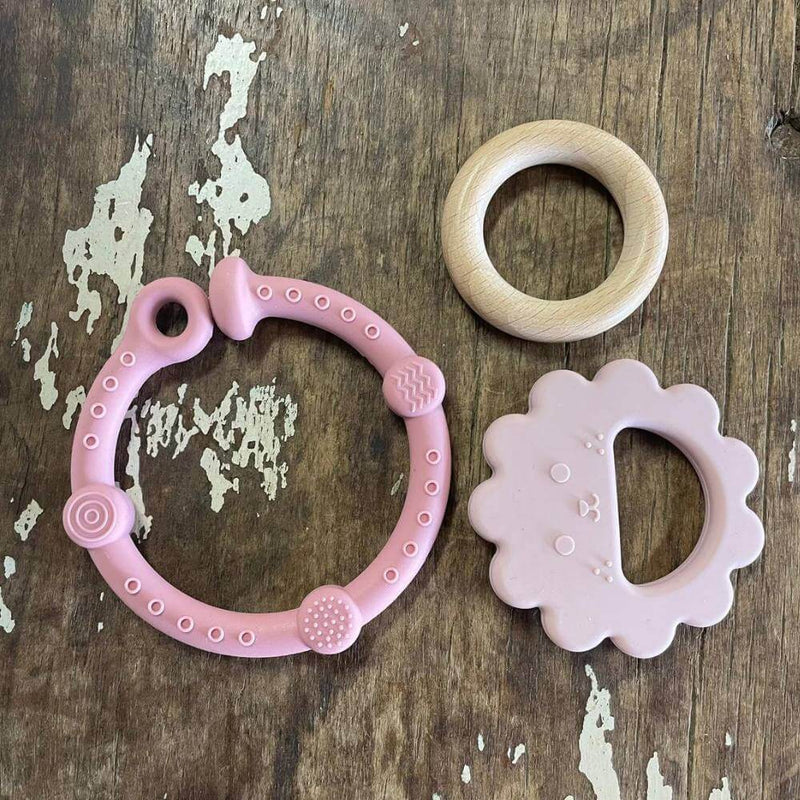 Wonder Tribe Silicone & Beech Wood Lion Teether, Pinks-Baby Gifts-Toys-Mornington-Balnarring-The Enchanted Child