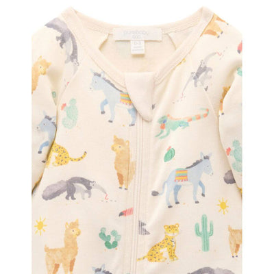 Purebaby Animal Fiesta Zip Growsuit