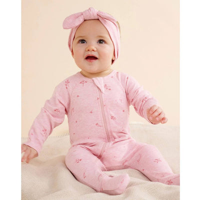 Purebaby Pale Pink Blossom Zipsuit 2-Pack