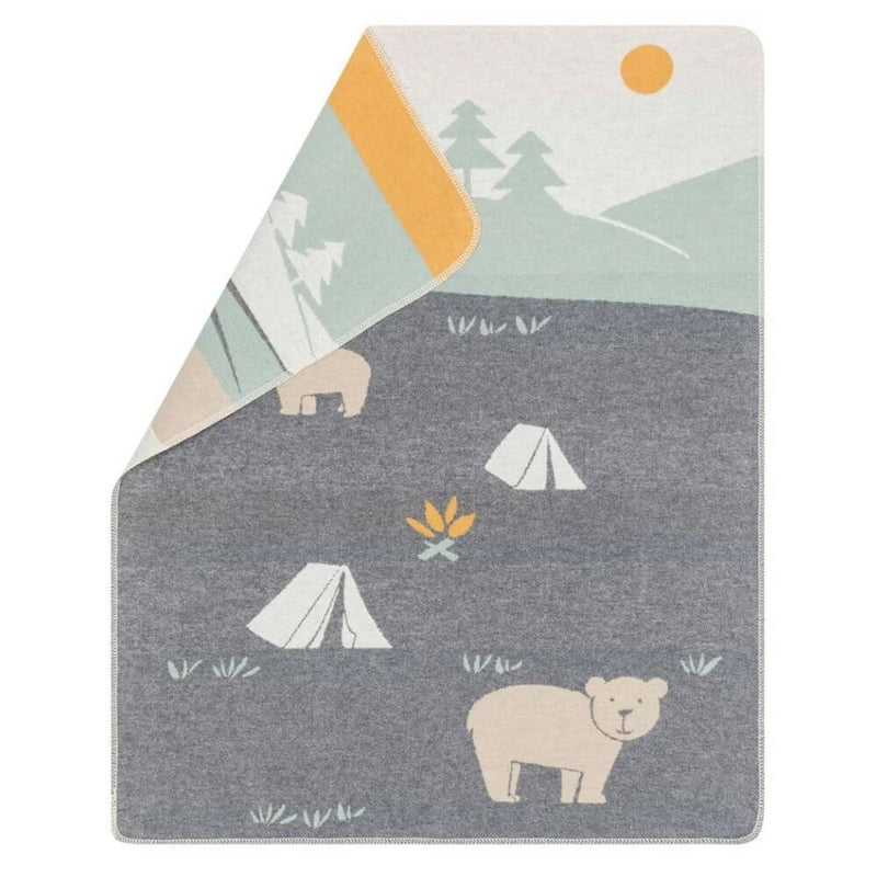 David Fussenegger Grey Camping Bears Bassinet Blanket