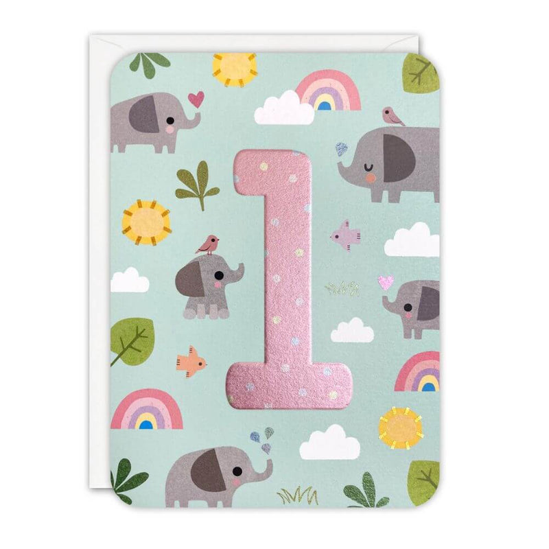 Age 1 - 1st Birthday Card Elephants-baby_gifts-toy_shop-Mornington_Peninsula-Australia