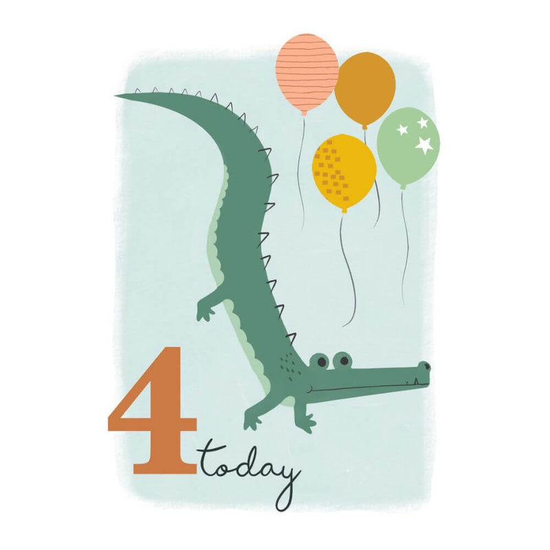 Age 4 Birthday Card, Crocodile