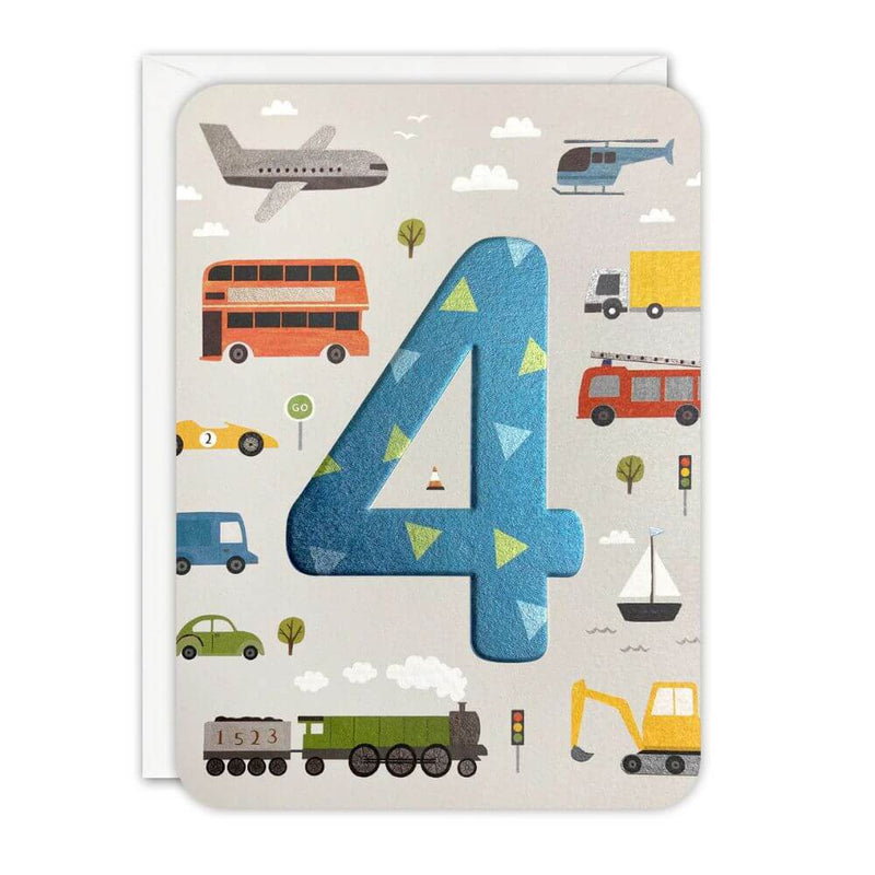 Age 4 Transport Birthday Card