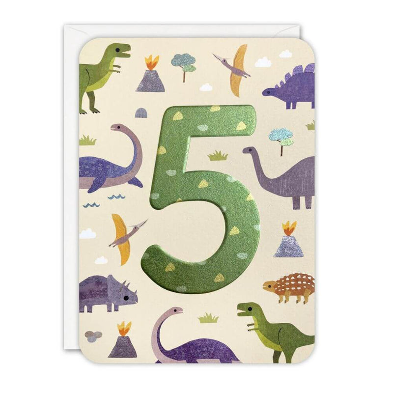 Age 5 Dinosaurs Birthday Card