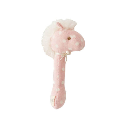 Alimrose Spotty Pink/White Horse Stick Rattle-baby_gifts-toy_shop-Mornington_Peninsula-Australia