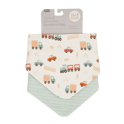 All4Ella Bandana Bib Set, Blue Trucks