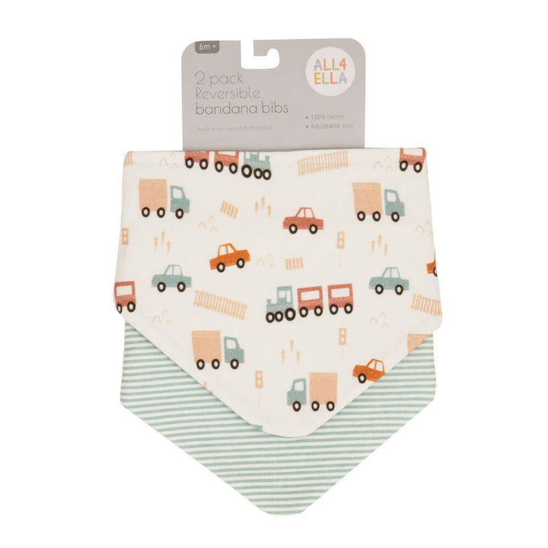 All4Ella Bandana Bib Set, Blue Trucks-baby_gifts-toy_shop-Mornington_Peninsula-Australia