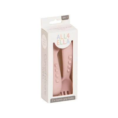 All4Ella Comfy Grip Silicone Forks, Dusty Pink-baby_gifts-kids_toys-Mornington_Peninsula-Australia