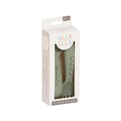 All4Ella Comfy Grip Silicone Forks, Olive-baby_gifts-kids_toys-Mornington_Peninsula-Australia