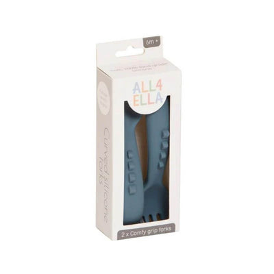 All4Ella Comfy Grip Silicone Forks, Slate Blue-baby_gifts-kids_toys-Mornington_Peninsula-Australia