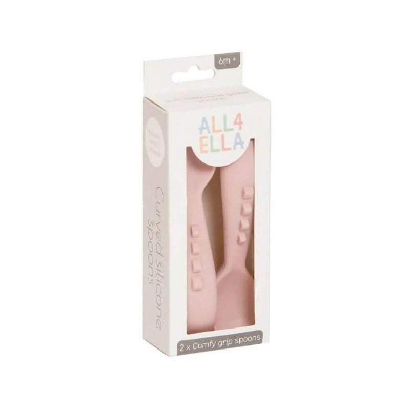 All4Ella Comfy Grip Silicone Spoons, Dusty Pink-baby_gifts-kids_toys-Mornington_Peninsula-Australia