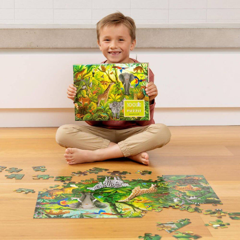 Crocodile Creek Jungle Paradise Holographic Puzzle 100pc-baby_gifts-kids_toys-childrens_books-Mornington_Peninsula