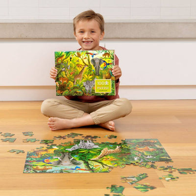 Crocodile Creek Jungle Paradise Holographic Puzzle 100pc-baby_gifts-kids_toys-childrens_books-Mornington_Peninsula