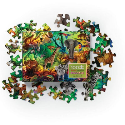 Crocodile Creek Jungle Paradise Holographic Puzzle 100pc-baby_gifts-kids_toys-childrens_books-Mornington_Peninsula