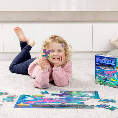 Crocodile Creek Shimmering Shark Foil Puzzle 60pc-baby_gifts-kids_toys-childrens_books-Mornington_Peninsula