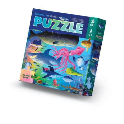 Crocodile Creek Shimmering Shark Foil Puzzle 60pc-baby_gifts-kids_toys-childrens_books-Mornington_Peninsula