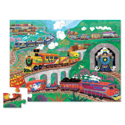 Crocodile Creek Train Floor Puzzle (Foil Stamped) 36pc-baby_clothes-baby_gifts-toys-Mornington_Peninsula-Australia