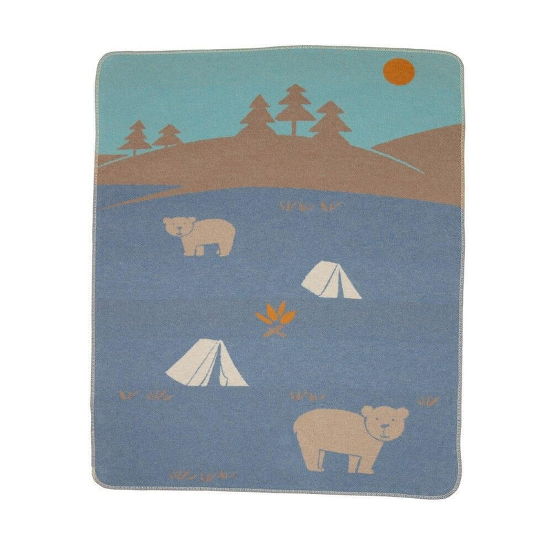 David Fussenegger Blue Camping Bears Bassinet Blanket-baby_gifts-toys-Mornington_Peninsula-Australia