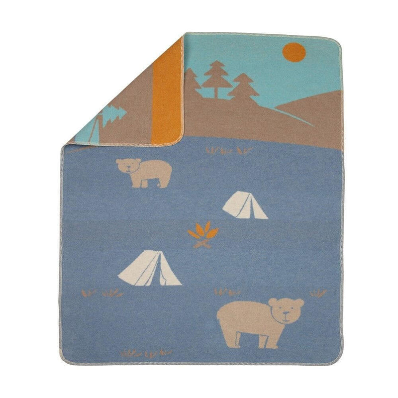 David Fussenegger Blue Camping Bears Bassinet Blanket-baby_gifts-toys-Mornington_Peninsula-Australia