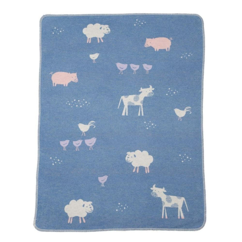 David Fussenegger Blue Farm Animals Bassinet Blanket-baby_gifts-toys-Mornington_Peninsula-Australia