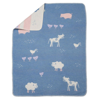 David Fussenegger Blue Farm Animals Bassinet Blanket-Baby Gifts Australia-Kids Books & Toys-Mornington Peninsula