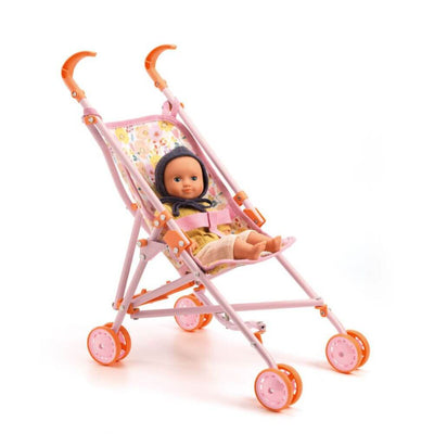 Djeco Pomea Pink Flower Doll Umbrella Stroller-baby_gifts-toy_shop-Mornington_Peninsula-Australia