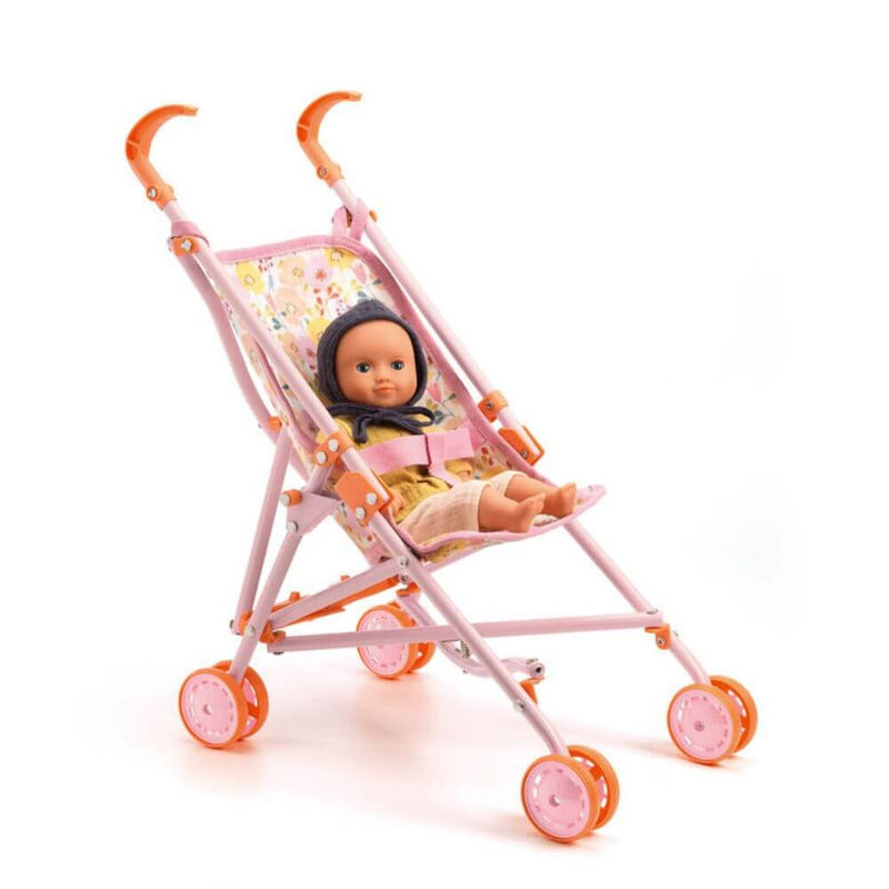 Djeco Pomea Pink Flower Doll Umbrella Stroller-baby_gifts-toy_shop-Mornington_Peninsula-Australia