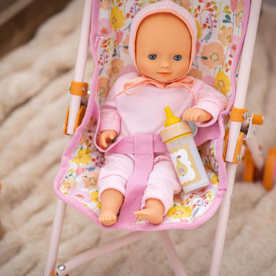 Djeco Pomea Pink Flower Doll Umbrella Stroller-baby_gifts-toy_shop-Mornington_Peninsula-Australia