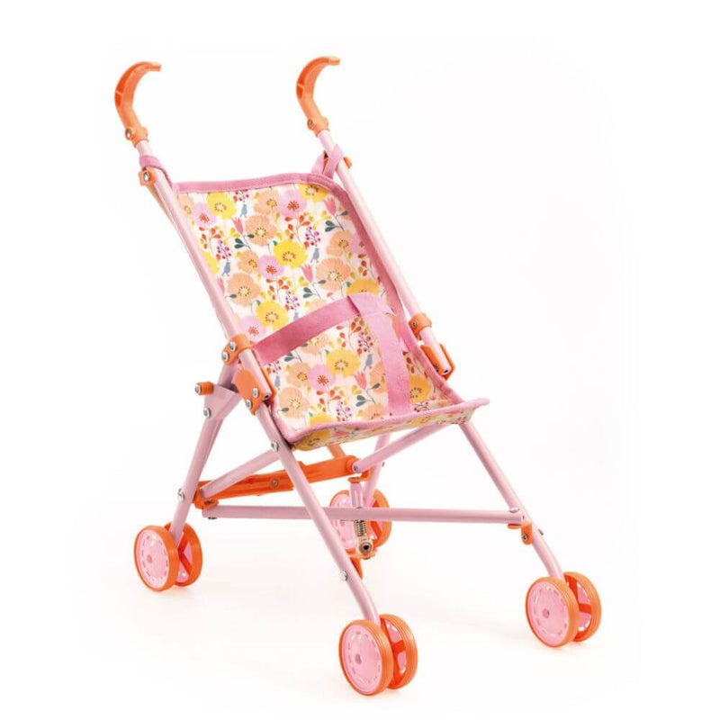 Djeco Pomea Pink Flower Doll Umbrella Stroller-baby_gifts-toy_shop-Mornington_Peninsula-Australia