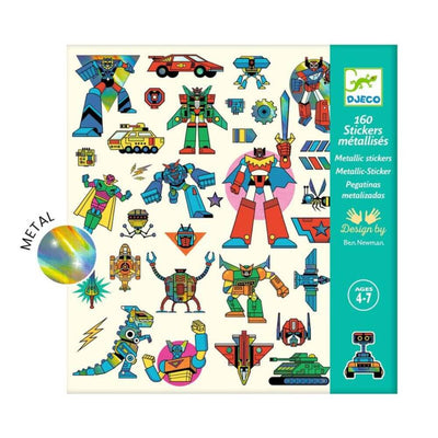 Djeco Robot 160 Metallic Stickers-baby_gifts-toys-Mornington_Peninsula-Australia