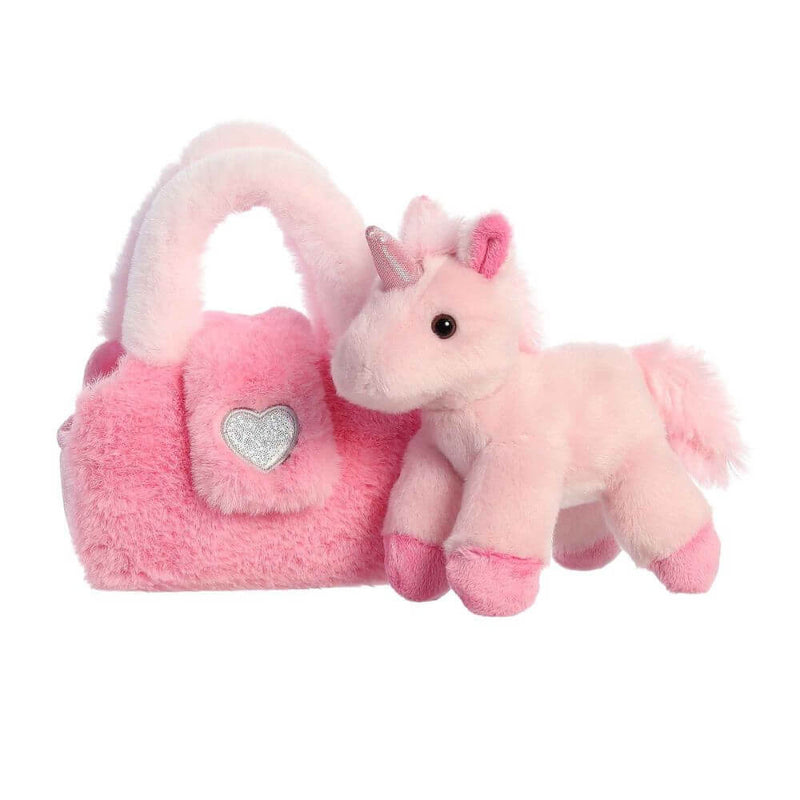 Fancy Pal Unicorn in Fluffy Pink Bag-baby_gifts-kids_toys-childrens_books-Mornington_Peninsula