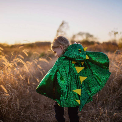 Great Pretenders Metallic Green Dragon Cape-baby_toys_australia-toys-Mornington_Peninsula