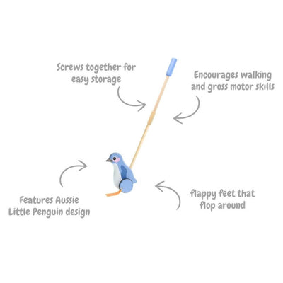 toy_shop-Mornington_Peninsula-Kaper Kidz Wooden Push Along Penguin-baby_gifts-Australia