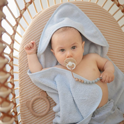 Mushie Baby Blue Hooded Towel-Baby Clothes-Toys-Mornington Peninsula