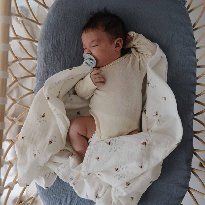 Baby Gifts-Mornington-Balnarring-Mushie Boats Muslin Swaddle-The Enchanted Child