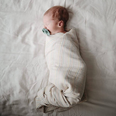 Baby Gifts-Mornington-Balnarring-Mushie Retro Stripes Muslin Swaddle-The Enchanted Child