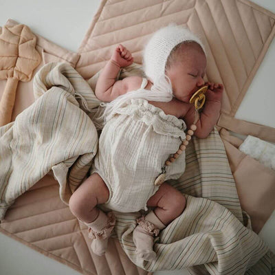 Baby Gifts-Mornington-Balnarring-Mushie Retro Stripes Muslin Swaddle-The Enchanted Child