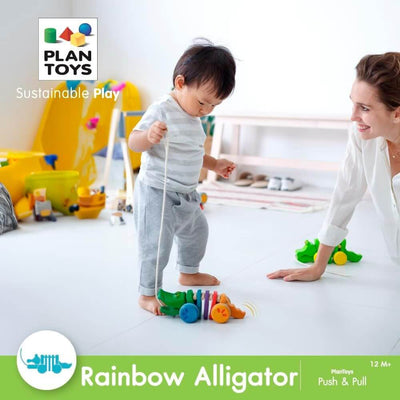 PlanToys Pull-along Rainbow Alligator-first_birthday_gifts-baby_gifts-Australia