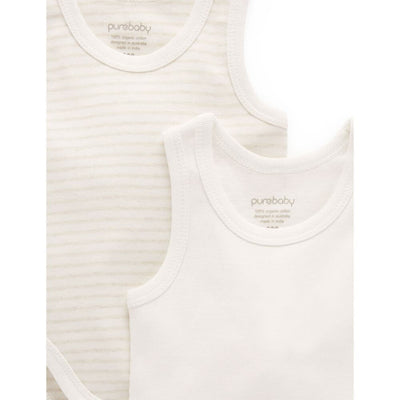 Purebaby 2 Pack Rib Bodysuit, Wheat-baby_gifts-toy_shop-Mornington_Peninsula-Australia