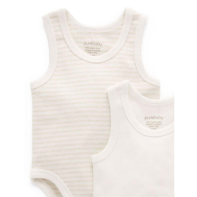 Purebaby 2 Pack Rib Bodysuit, Wheat-baby_gifts-toy_shop-Mornington_Peninsula-Australia