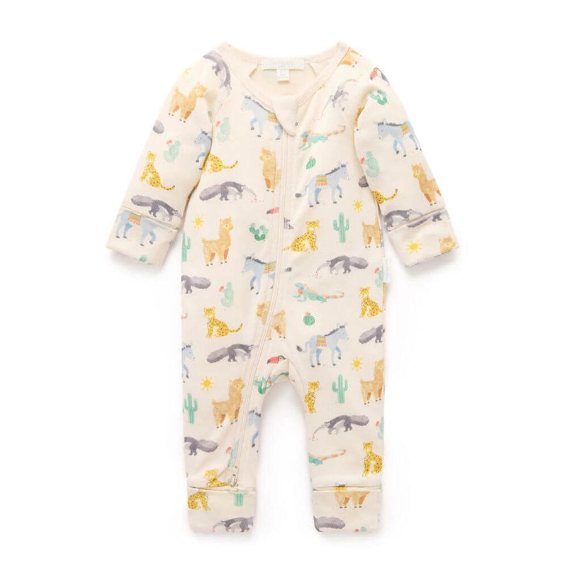 Purebaby Animal Fiesta Zip Growsuit-baby_gifts-toys-Mornington_Peninsula-Australia