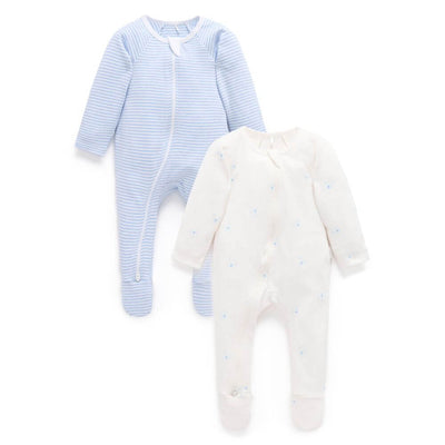 Purebaby Blue Bear Romper 2-Pack-baby_gifts-toy_shop-Mornington_Peninsula-Australia