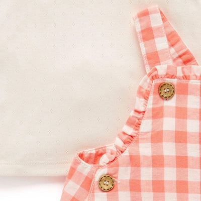 Purebaby Coral Gingham Overall Set-toys-baby_gifts-Mornington_Peninsula-Australia