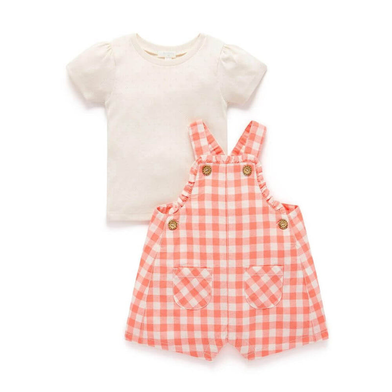 Purebaby Coral Gingham Overall Set-toys-baby_gifts-Mornington_Peninsula-Australia