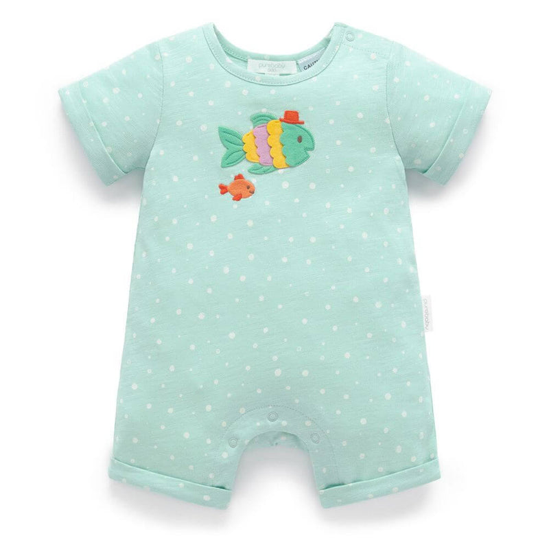 Purebaby Fancy Fish Short Sleeve Romper