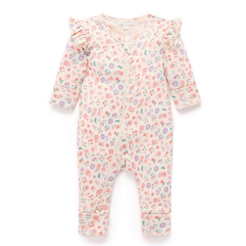 Purebaby Floral Zip Growsuit-baby_gifts-toys-Mornington_Peninsula-Australia