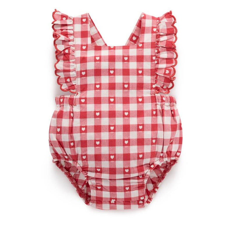Purebaby Gingham Overall Bodysuit