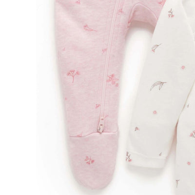 Purebaby Pale Pink Blossom Zipsuit 2-Pack-baby_gifts-toy_shop-Mornington_Peninsula-Australia