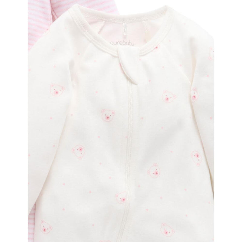 Purebaby Pink Bear Romper 2-Pack-baby_gifts-toy_shop-Mornington_Peninsula-Australia