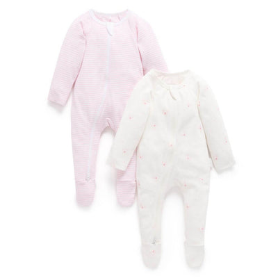 Purebaby Pink Bear Romper 2-Pack-baby_gifts-toy_shop-Mornington_Peninsula-Australia